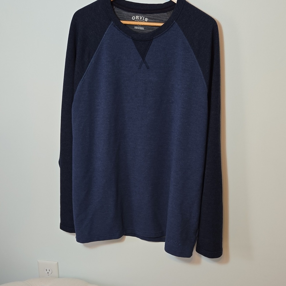 Orvis Embroidered Pullover Crew Neck Sweatshirt Navy Blue Men's XL Long Sleeve